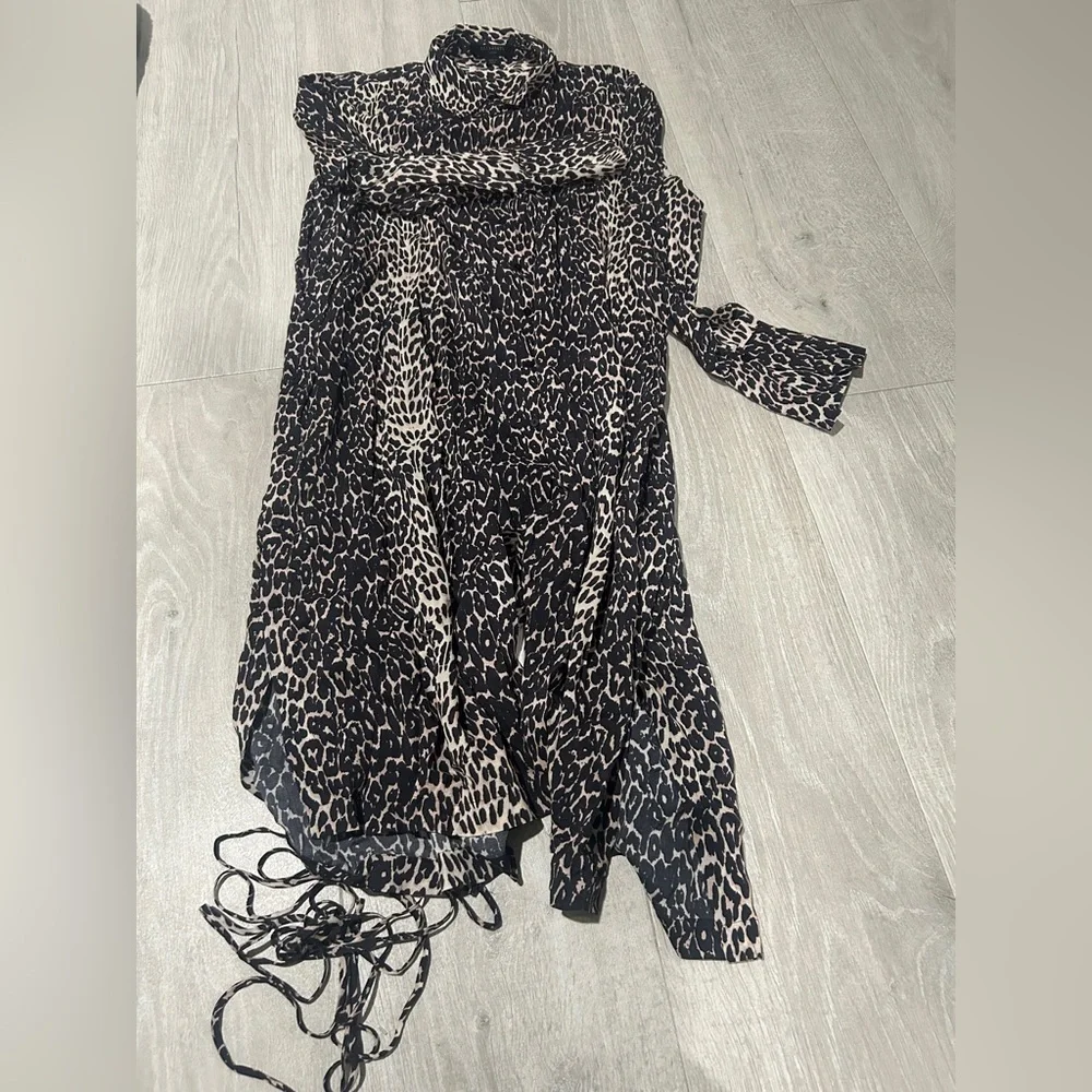 All saints leopard midi dress long sleeve - Picture 14 of 14